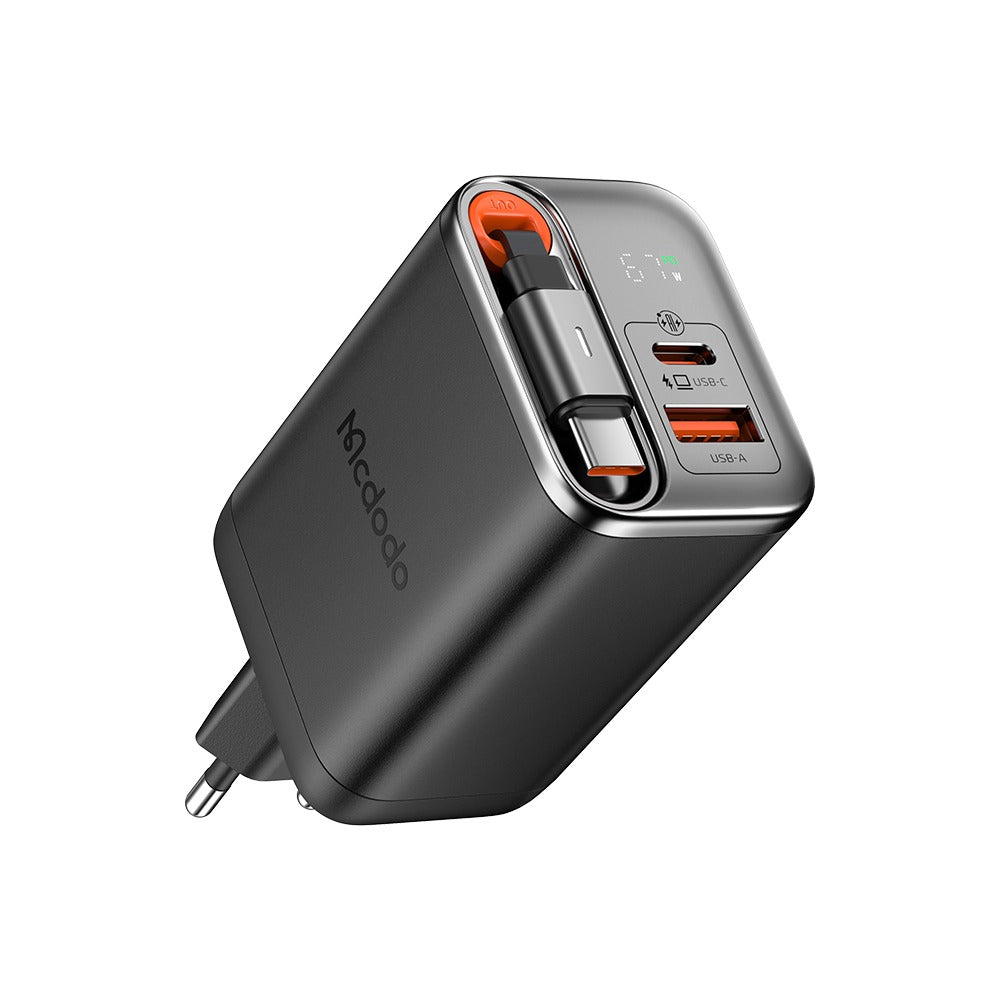 Mcdodo GaN Charger with Built-in Retractable Cable(EU Plug)