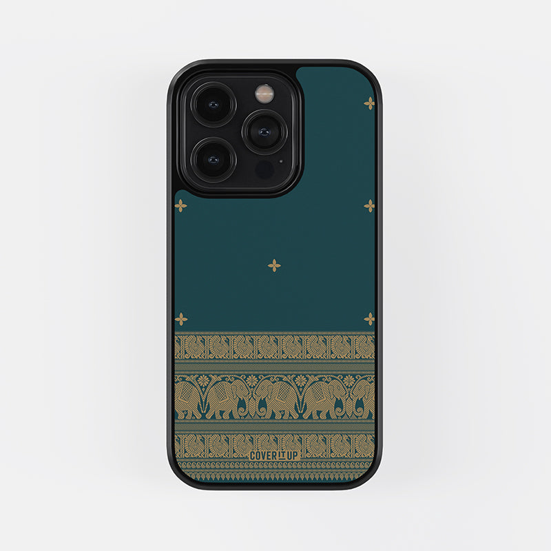 Kanchipuram Green Saree Glass Case