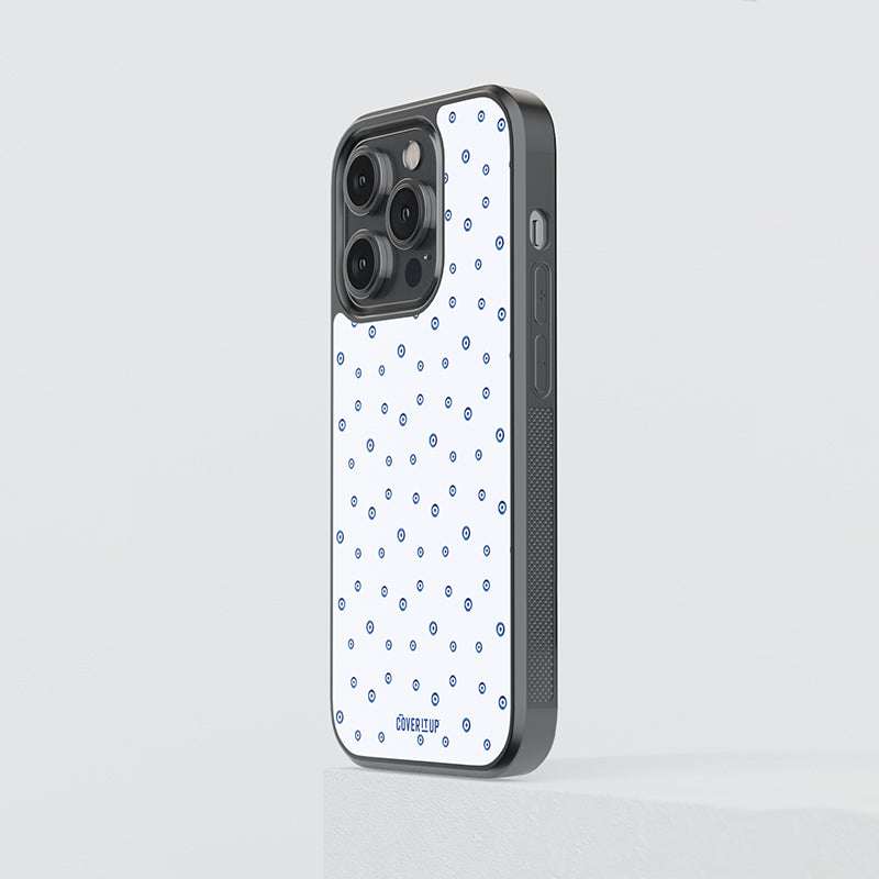Evil Eye Pattern White Glass Case