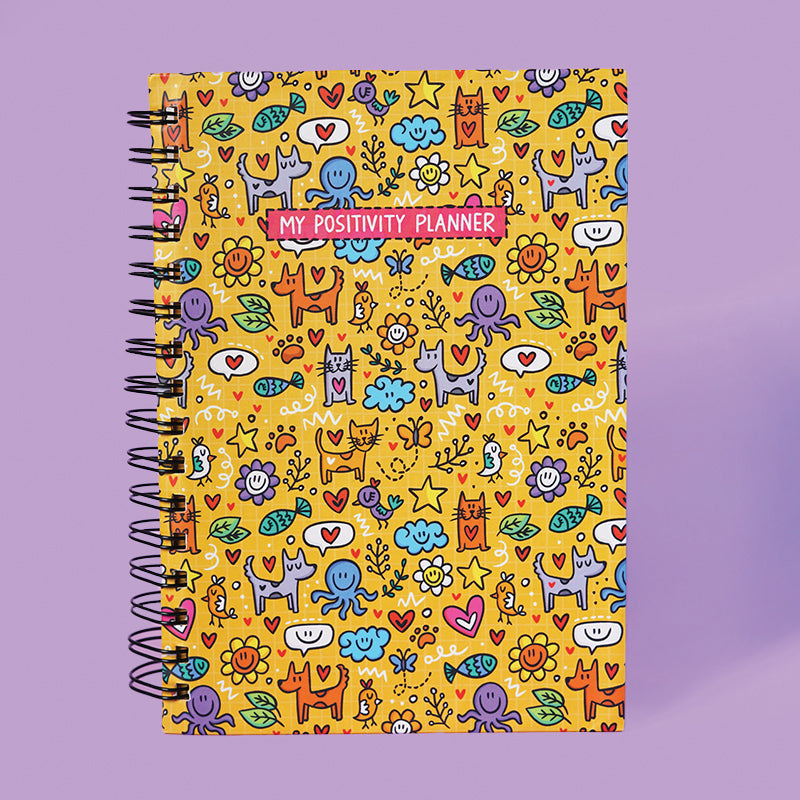 The Positivity Planner 2026 - Fun Yellow Animal Themed Printed Planner