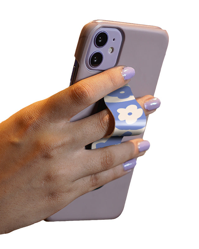 Blue Flower Y2k Slider Phone Grip