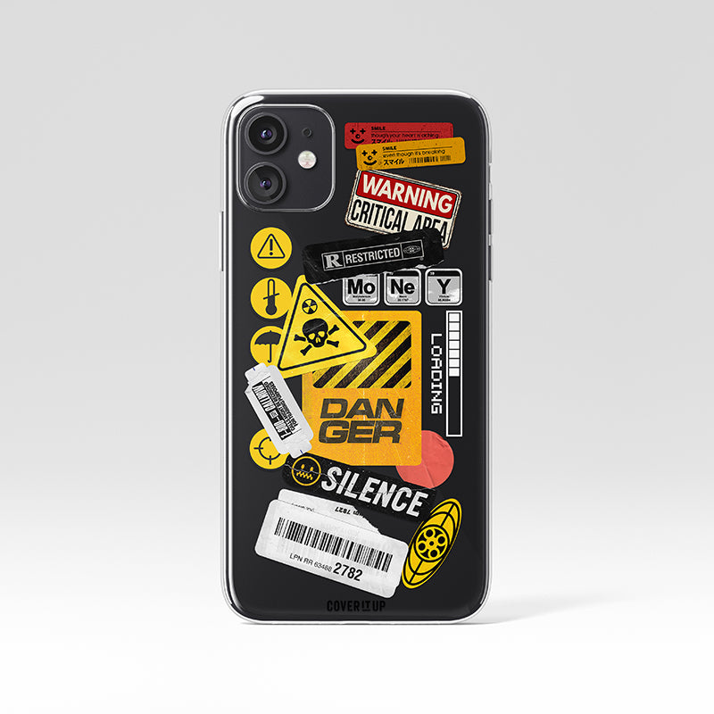 Warning Board Clear Silicone Case